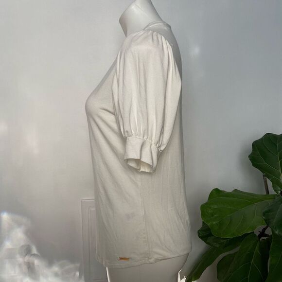 T Tahari Puff Ballon Sleeve Basic White Tee - Picture 4 of 9